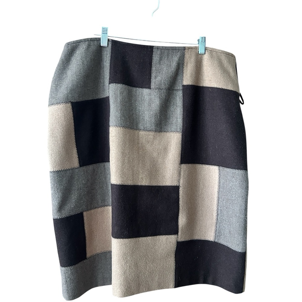 Pierre Cardin Patchwork Pencil Skirt - Black, Gray, Tan